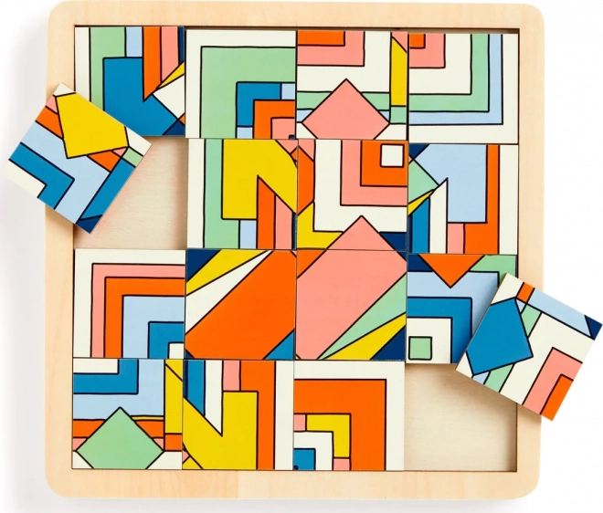 GALISON Posuvné dřevěné puzzle Frank Lloyd Wright: Imperial Hotel 2v1 (16 dílků)