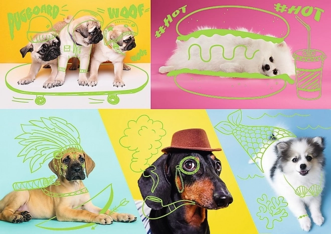 Puzzle 1000 ks Neon Color Line - Blázniví psi