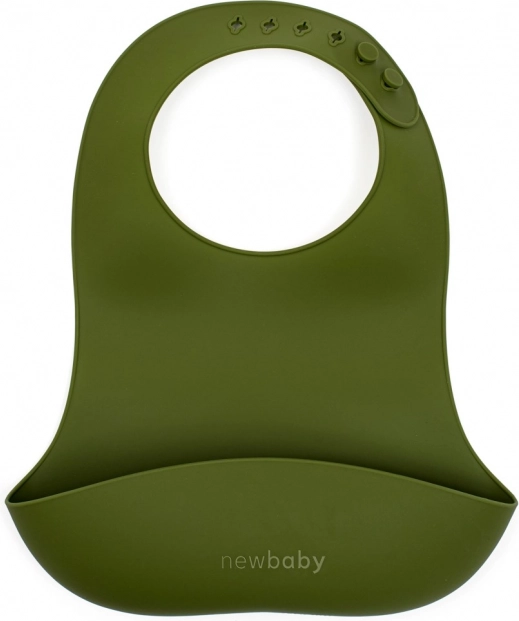 Silikonový bryndák New Baby olivově zelený