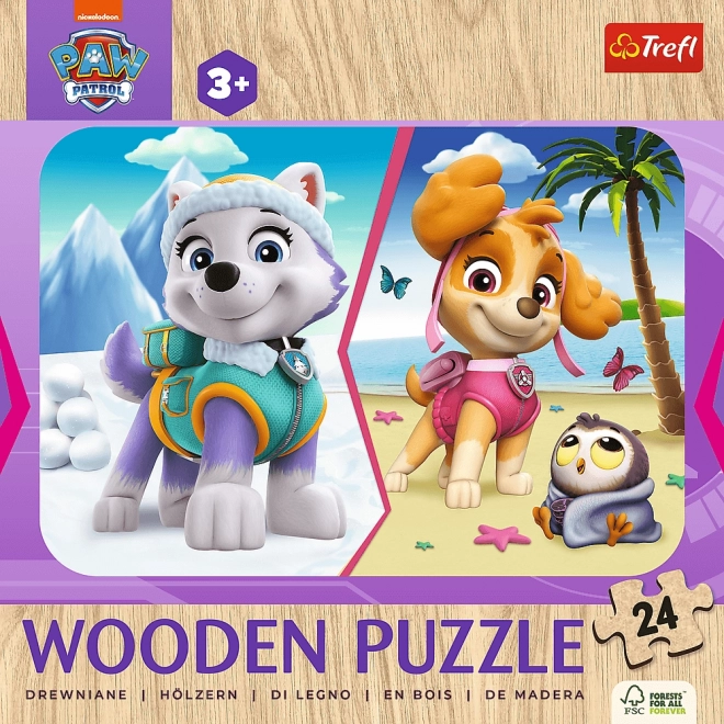 Dřevěné puzzle 24 dílků holčičky Tlapková Patrola