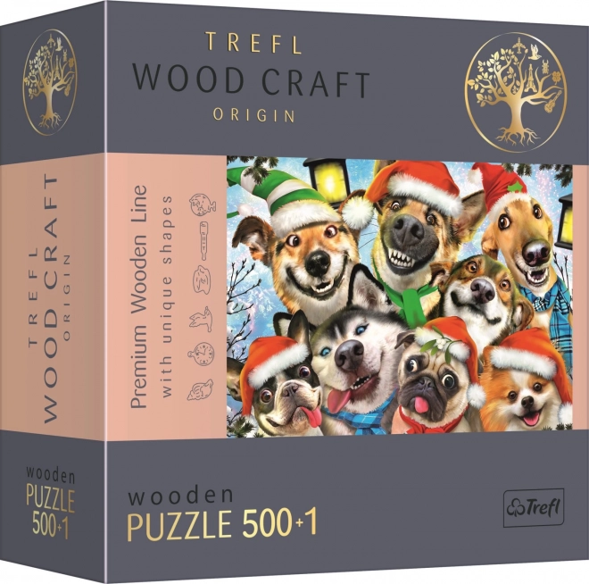 Dřevěné puzzle Vánoční psi 501 dílků