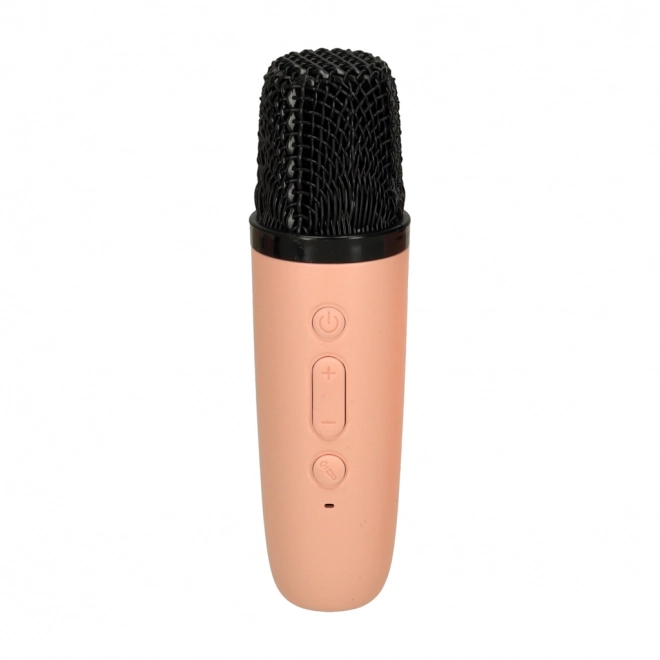 Karaoke set mikrofon + přenosný reproduktor BLUETOOTH USB LED růžový