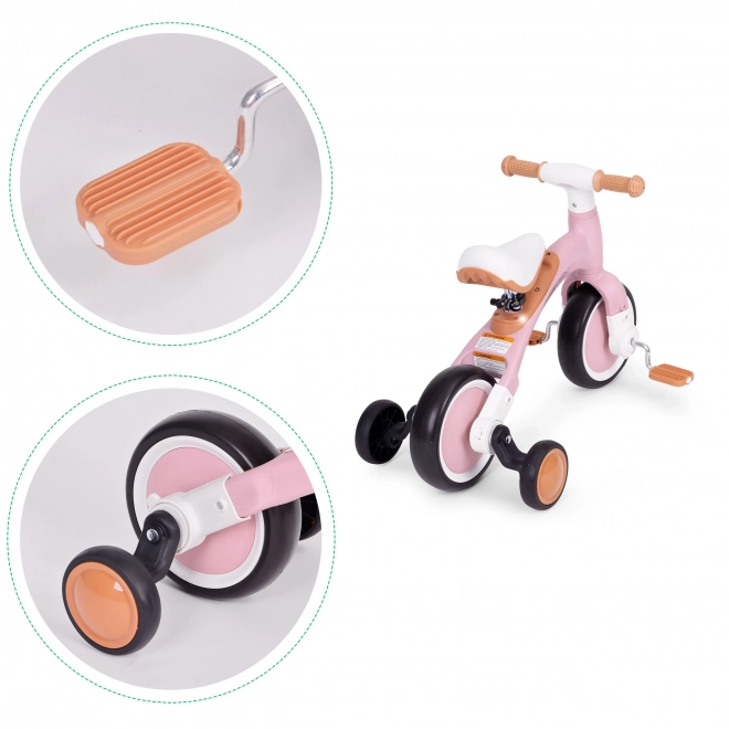 Balanční kolo s pedály - tréninková postranní kolečka 3v1 ECOTOYS – Růžové