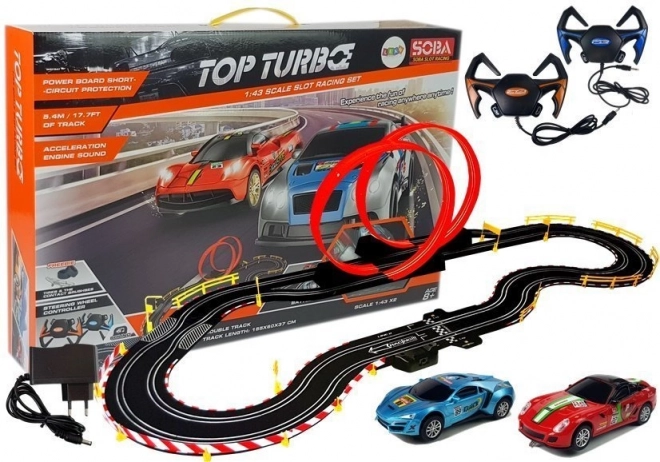 Závodní dráha TOP TURBO s dvěma auty a ovladači