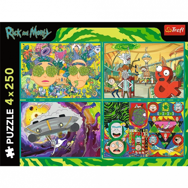 Puzzle 4x250 Zakręcený svět Ricka a Mortyho od Trefl