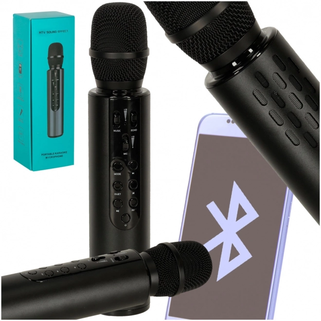 Bezdrátový mikrofon na karaoke Bluetooth černý – Černý