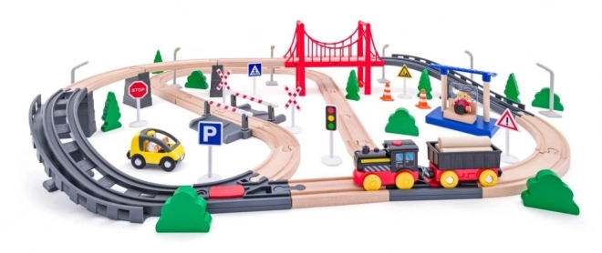 Woody Vláčkodráha s elektrickou mašinkou - 80 prvků