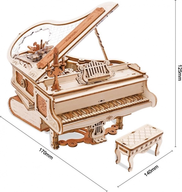 RoboTime 3D Dřevěné mechanické puzzle Kouzelné piáno (elektrický pohon)