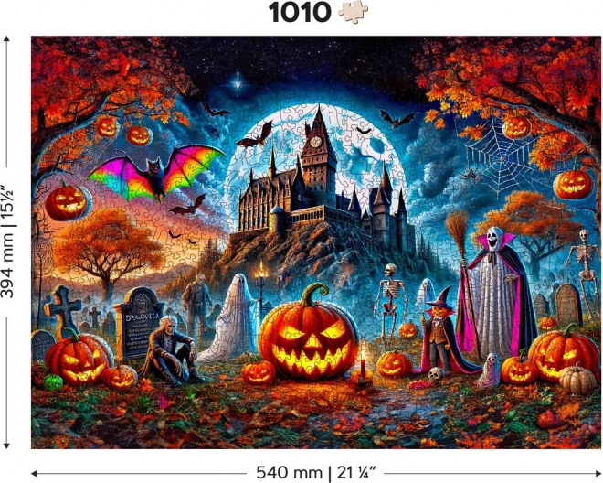 Dřevěné puzzle halloweenská dýně