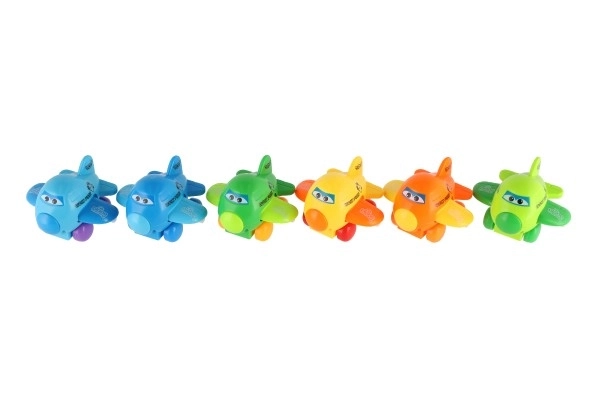 Letadlo s očima mávající křídla na klíček plast 8cm mix barev