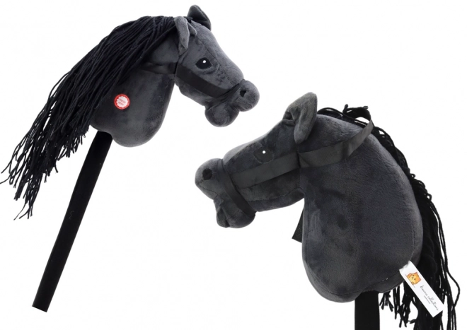 Plyšová hlava koně na tyči Hobby Horse Longhair Black Sounds