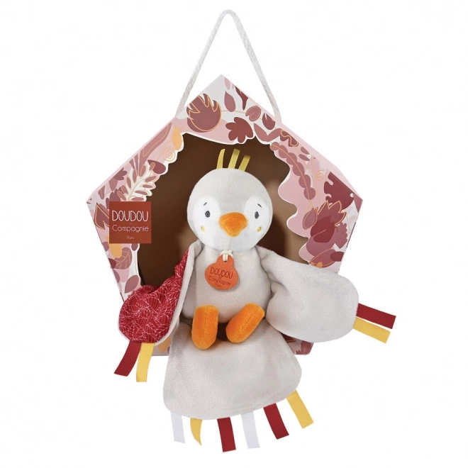 Doudou Dárková sada - hudební plyšová hračka ptáček 23 cm – červená