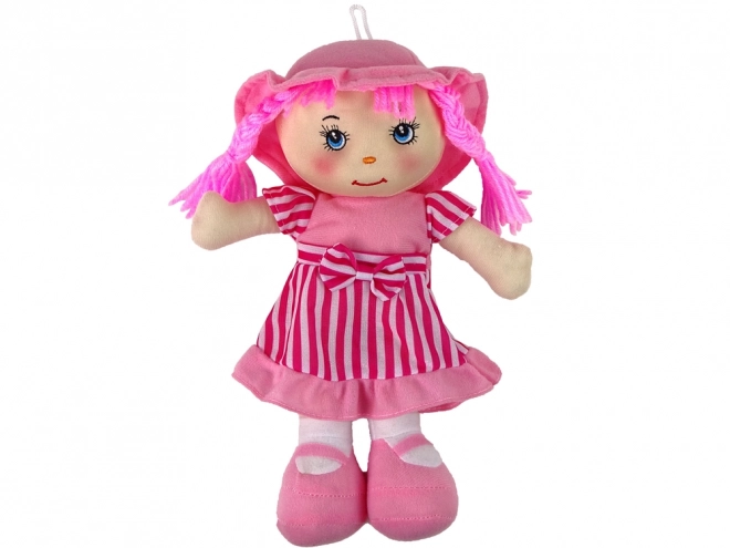 Látková panenka růžová s pruhy 28 cm