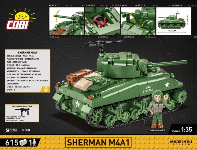 COBI 3044 COH Sherman M4A1, 1:35, 615 k, 1 f