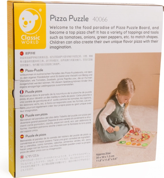 CLASSIC WORLD Dřevěná pizza na krájení, puzzle 22 dílů