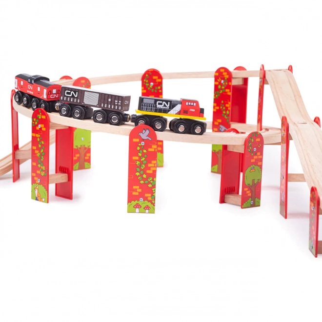 Bigjigs Rail víceúrovňová dřevěná kolejová stavebnice