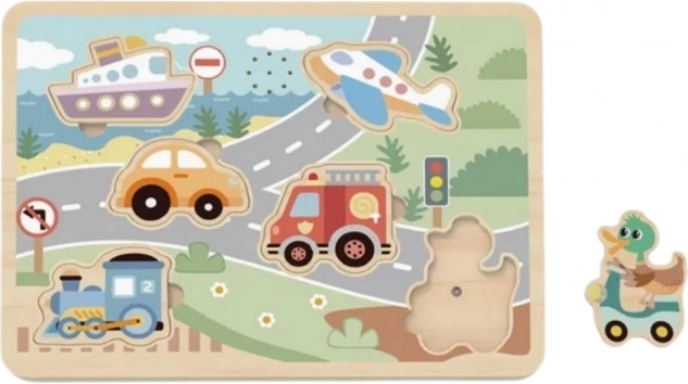Tooky Toy dřevěné interaktivní puzzle vozidla