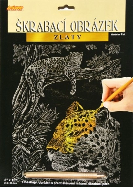 Škrabací obrázek Gepard (zlatý)