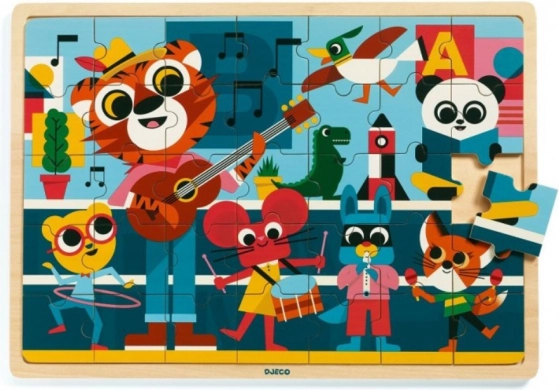 Dřevěné puzzle Veselá kapela 35 dílků