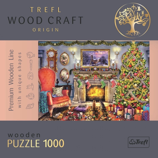 Dřevěné oboustranné puzzle TrefL U krbu 1000 dílků
