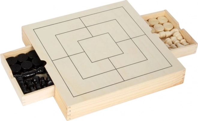 Small Foot Dřevěné kompaktní šachy 3v1