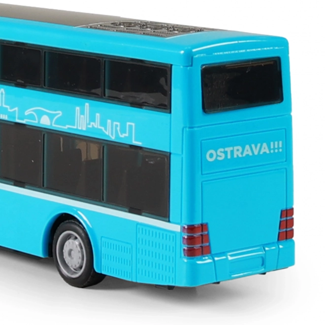 Dvoupodlažní autobus hračka modrá 20 cm