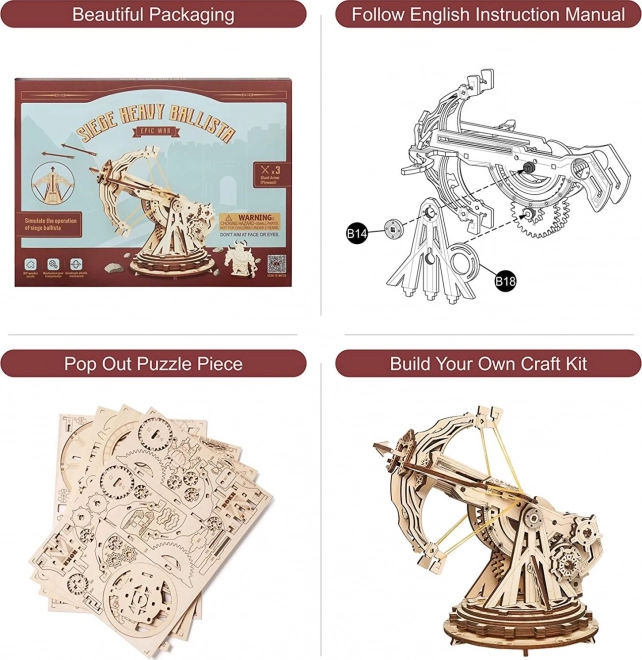 RoboTime 3D dřevěné mechanické puzzle Obléhací balista
