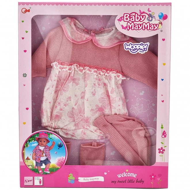 Woopie obleček pro panenku sada šaty a čepička 43 - 46 cm růžový
