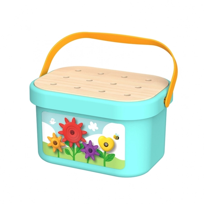 Montessori úložný box s kolíky a návlékačkou Tooky Toy