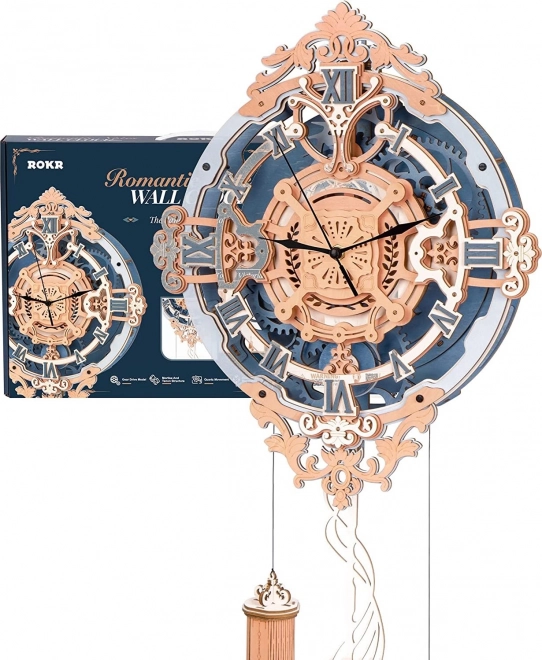 RoboTime 3D dřevěné mechanické puzzle - Nástěnné hodiny