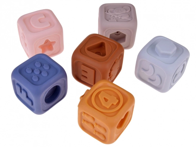 Měkké gumové senzorické bloky pyramidové puzzle s medvídkem ZA4819
