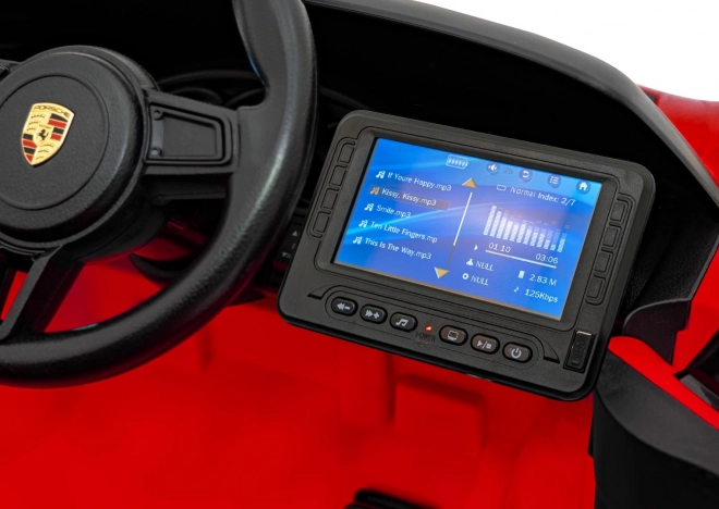 Elektrické autíčko Porsche 718 s MP4 audio panelem – Červené