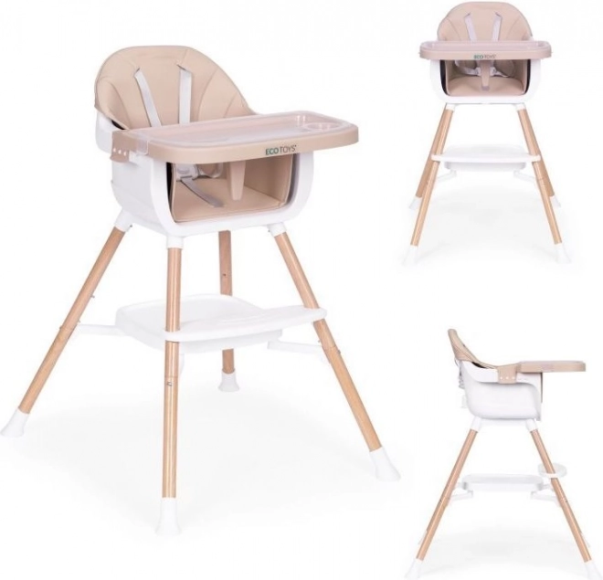 Dětská jídelní židlička 2 v 1, béžová, ECOTOYS
