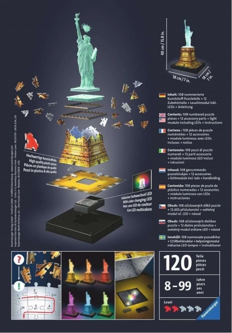 Svítící 3D puzzle Socha Svobody Noční edice 108 dílků