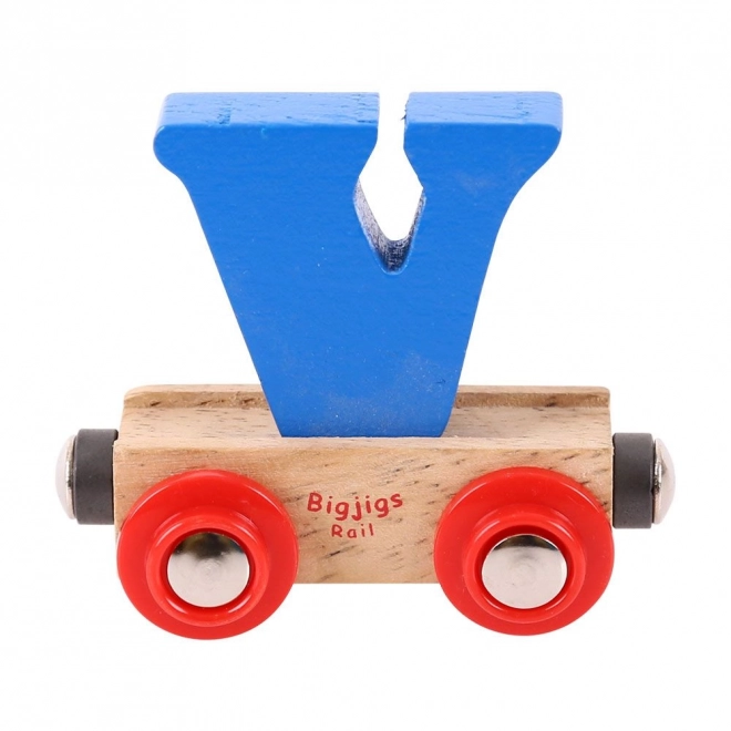 Bigjigs Rail Vagónek dřevěné vláčkodráhy - Písmeno V