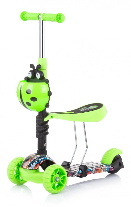 CHIPOLINO Koloběžka s vodící tyčí Kiddy Evo 3v1 – Green Graffiti
