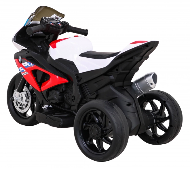 BMW HP4 Dětská motorka na baterie červená + 3 kola + LED + MP3 USB + eko kůže