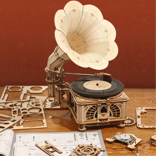 Rokr 3D dřevěné puzzle Klasický gramofon