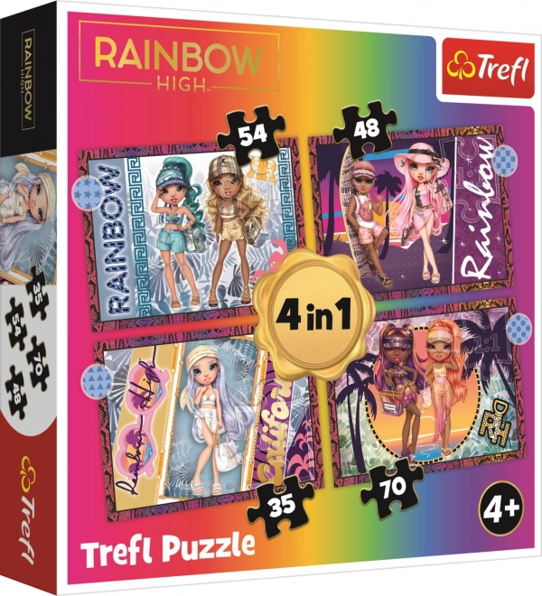 Puzzle 4v1 Módní duhové vysoké panenky