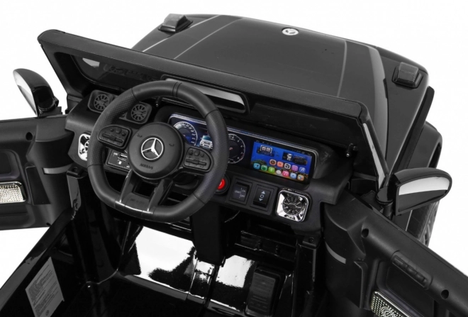 Mercedes AMG G63 pro děti Lak černá + dálkové ovládání + MP3 LED + pomalý start + EVA + pásy