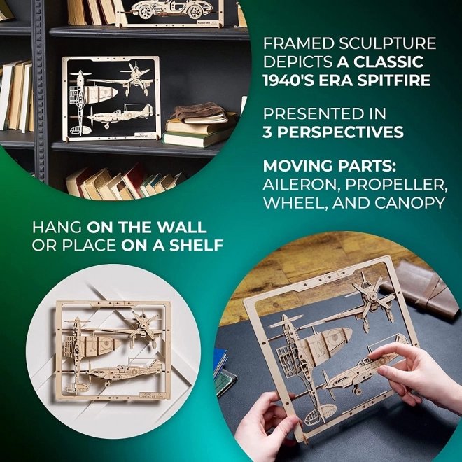 Ugears dřevěné mechanické puzzle Stíhací letadlo