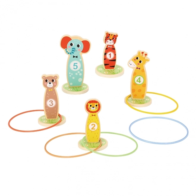Dřevěná hra zručnosti Tooky Toy - hod na cíl zvířátka