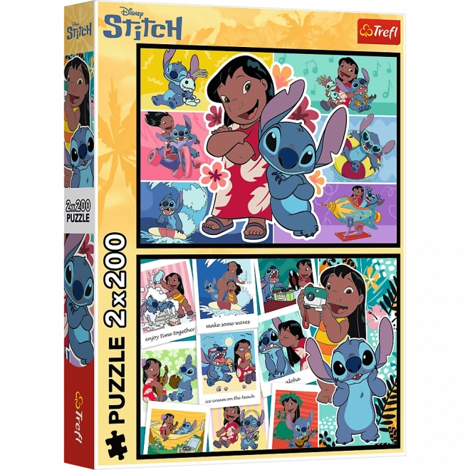 Puzzle 2x200 Veselý život Stitche - Disney Lilo a Stitch