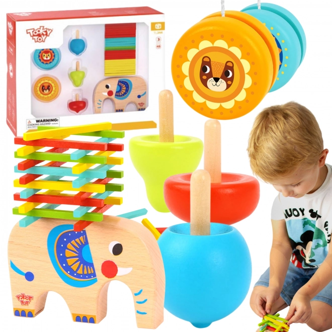 Sada her zručnosti se slonem TOOKY TOY - 46 dílků