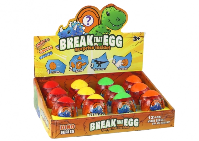 Magické praskací dinosauří vejce ve skořápce 4 barvy 6 cm