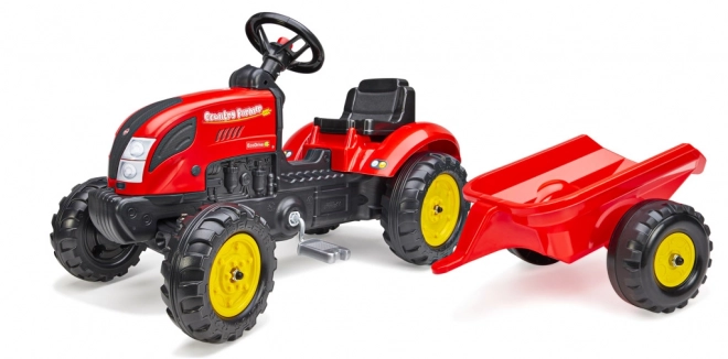 Šlapací traktor s valníkem červený