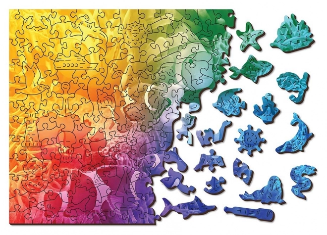 Dřevěné puzzle Tropické ryby s dvoustranným designem