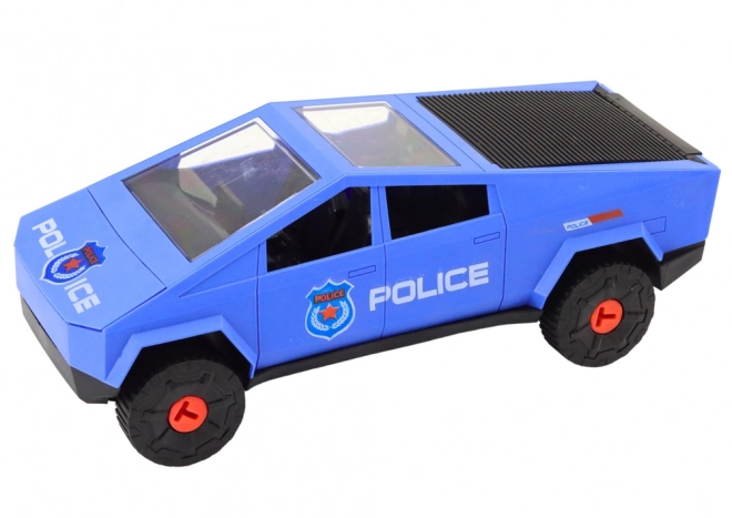 moderní policejní auto s helikoptérou a přívěsem do it yourself