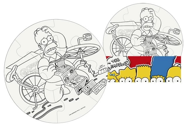 Vymaluj si puzzle Simpsonovi kruh 9 dílků