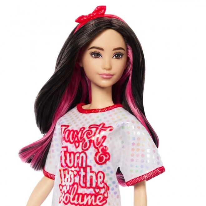 Barbie modelka-bílé lesklé šaty HRH12